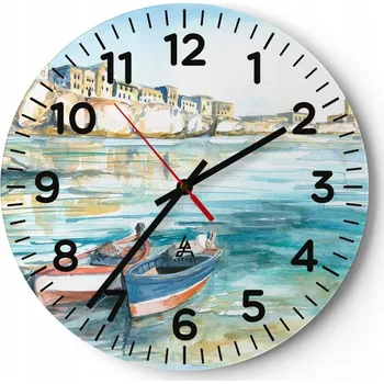 Hodiny Kuchyňské nástěnné hodiny 30x30 Krajina Moderní Skleněné hodiny do obýváku Tiché