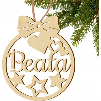 Vánoční dekorace DŘEVĚNÁ VÁNOČNÍ KOULE se jménem na vánoční stromeček, svátek Mikuláše DÁREK JMÉNO gravírování