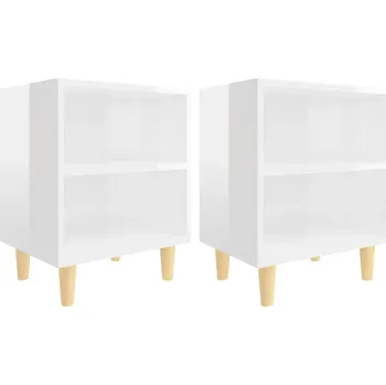 Noční stolek Noční stolek bílý 40x30x50 cm s dřevěnými nožičkami