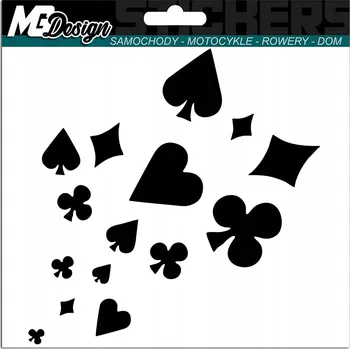 Samolepicí dekorace na vozidlo NÁLEPKA na auto HRACÍ KARTY SYMBOLY 15x15 cm