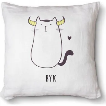 Dekorativní polštářek Antialergický dekorační polštář s potiskem 40x40 cm - Kočka zvěrokruhu Býk
