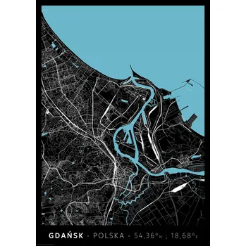 Obraz Plakát Gdaňsk Mapa Města bez rámu 42 x 59,4 cm