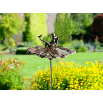 Krmítko pro ptáka Koupátko pro ptáky hnědé krmítko pro ptáky železo pro zahradu venkovní dekorace Beliani