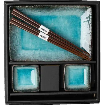 Sada na sushi SKY BLUE, sada 6 ks, modrá, keramika, MIJ