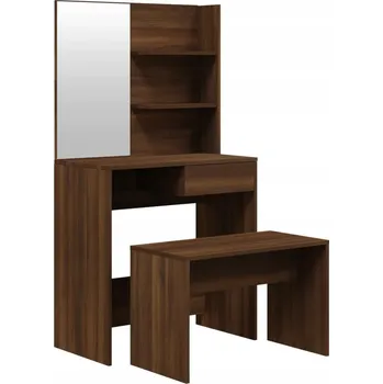 Toaletní stolek Toaletní Stolek s taburetem, hnědý dub, 74,5x40x141 cm