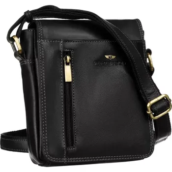 Pánská aktovka Peterson Pánská taška přes rameno kožená PTN TB-7032 BLACK