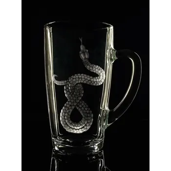 hrneček na čaj nebo latte 350ml s rytinou - had - ručně ryté (broušené), dárková krabička