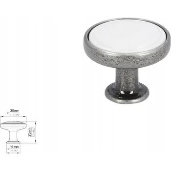 Nábytková úchytka SIRO 1971-30ZN29A4 staré stříbro/bílá vložka