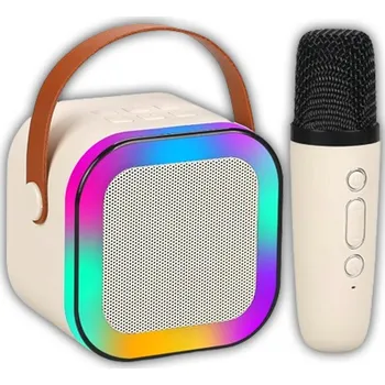 Mikrofon KARAOKE SADA MIKROFON + BEZDRÁTOVÝ REPRODUKTOR LED PŘENOSNÝ BLUETOOTH USB