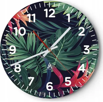 Hodiny Kuchyňské nástěnné hodiny 30x30 Květiny Moderní skleněné hodiny do obýváku Tiché