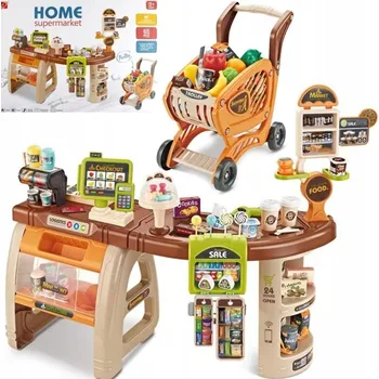 Hra na obchod VELKÝ SUPERMARKET 65 dílů Nákupní vozík Pokladna Skener Zvuky Světla