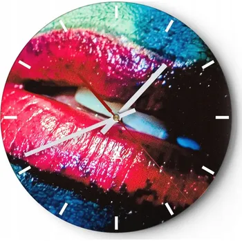Hodiny Velké nástěnné hodiny na zeď 40x40 Žena Skleněné hodiny Kulatý Tiché