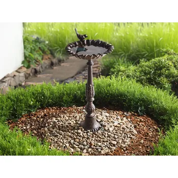 Krmítko pro ptáka Koupátko pro ptáky hnědé krmítko pro ptáky železo pro zahradu venkovní dekorace Beliani