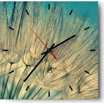 Hodiny Velké nástěnné hodiny na zeď 40x40 Pampeliška Skleněné hodiny Tiché