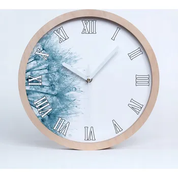 Hodiny Velké dřevěné tiché nástěnné hodiny pampeliška průměr 30 cm