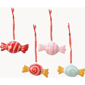 Vánoční dekorace Sada vánočních ozdob Bonbons, 4 díly, dolomit