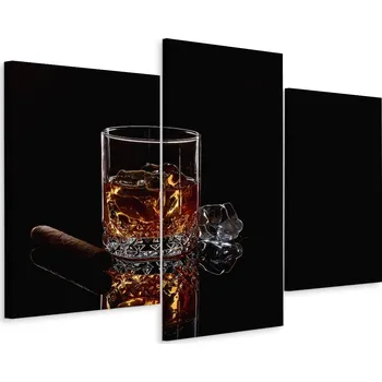 Obraz Obraz Triptych WHISKY VE Sklenici Led Cigar 180x120
