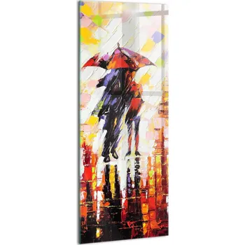 Obraz Foto Obraz Fotografie Sklo Do Obývacího Pokoje Pár pod deštníkem 50x125
