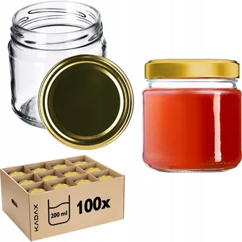 Sklenice 50 x ZAVAŘOVACÍ SKLENICE 200 Ml + ŠROUBOVACÍ VÍČKO FI66 NA ZAVAŘENINY, džem