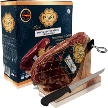 Dárkový potravinový koš Mini IBÉRICO Jamón 1kg - Dárkové balení iberské šunky