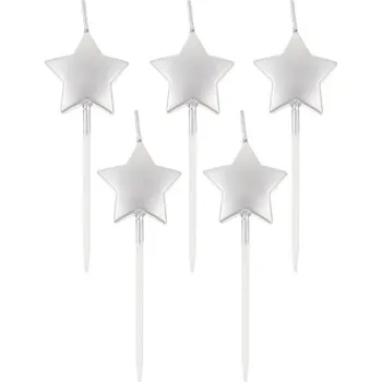 Dortová svíčka Godan - Svíčky s hvězdou stříbrné 5 ks