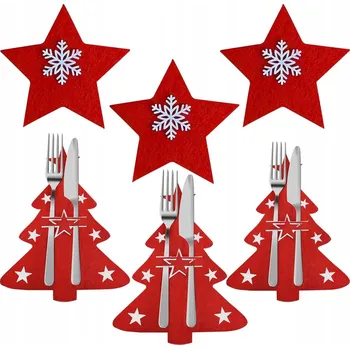 Vánoční dekorace 3x SADA OBALŮ NA PŘÍBORY - VÁNOČNÍ MOTIV MIKULÁŠ