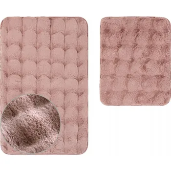 Koupelnová předložka Protiskluzová koupelnová předložka Aruba 3D měkká Pudrová Růžová 2 dílná sada
