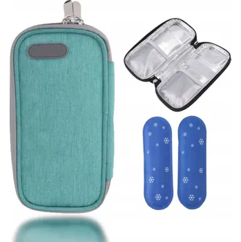 POUZDRO NA SKLADOVÁNÍ INZULÍNU SE 2 LEDOVÝMI OBKLADY 21 X 11 CM, ZELENÁ BARVA