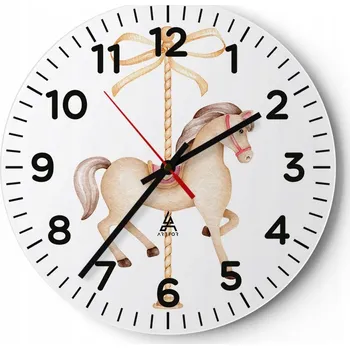 Hodiny Kuchyňské nástěnné hodiny 30x30 Kůň Moderní skleněné hodiny Obývací pokoj Tichý