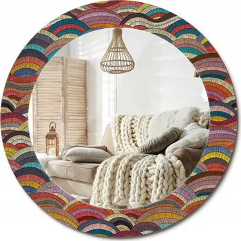 Zrcadlo Kulaté dekorativní nástěnné zrcadlo s potiskem na skle, průměr 60 cm, Ornament