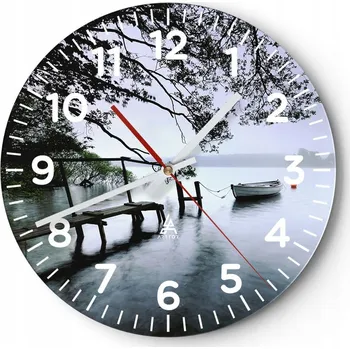 Hodiny Nástěnné hodiny do obýváku 40x40 Krajina Kulatý Skleněné hodiny Loft Tiché