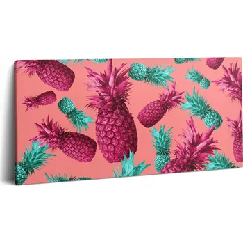 Obraz Fotoobraz Canvas s dřevěným rámem do jídelny - Barevné ananasy 100x50 cm