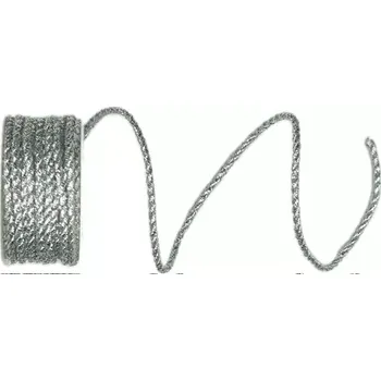 Stuha Dekorační provázek kroucený KORDEL stříbrný 3 mm x 3 m (Provázek stříbrný, lurexový, lesklý)