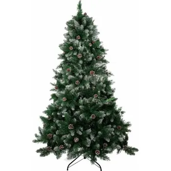 Vánoční dekorace Stromeček MagicHome Vánoce Albero, jedle, zasněžené konce, se šiškami, 200 cm