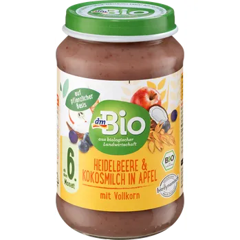 Dětská výživa dmBio bio příkrm jablko, kokosové mléko & borůvky