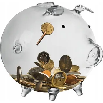 Pokladnička Skleněná pokladnička Ruhhy 22588 prasátko Průhledná