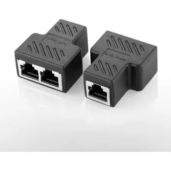 Síťový konektor RJ45 T spojka/rozdvojka (1x->2x RJ-45), CAT6, stíněná
