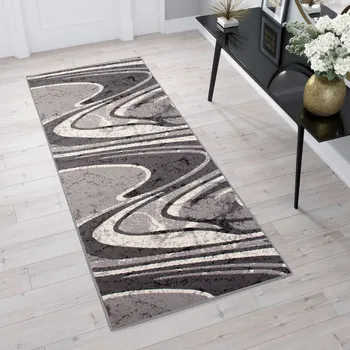 Koberec Běhoun na míru Tap - vlnky 2 - šedý/krémový Rozměr koberce: 70 cm