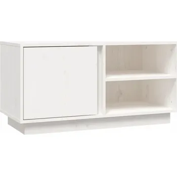 Televizní stolek TV stolek z borovicového dřeva 80x35x40,5 cm bílý