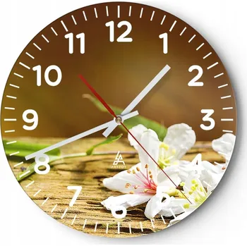 Hodiny Kuchyňské nástěnné hodiny 30x30 Květiny Moderní skleněné hodiny do obýváku Tiché