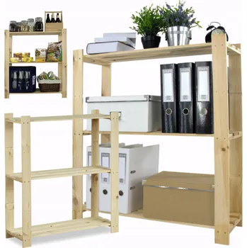 Dílenský regál Dřevěný skladový regál Wamar 90 x 80 x 28 cm, max. nosnost 40 kg na polici