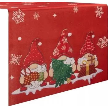 Vánoční dekorace VÁNOČNÍ BĚHOUN S GNÓMY / SKŘÍTKY 180 X 33 CM - DEKORACE NA VÁNOČNÍ STŮL