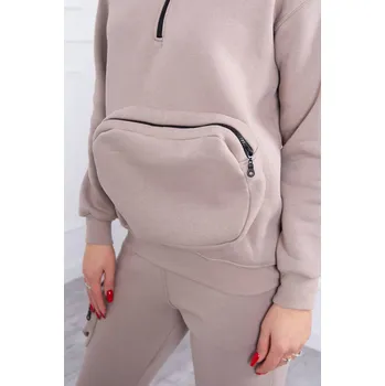 Izolační souprava s kapucí a kapsou béžová - K-Fashion, UNI i519_20900-U