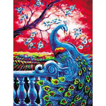 Výtvarná sada Inna Kreatívna sada na maľovanie podľa čísel - Páv, 30x40 cm, s rámom a štetcami