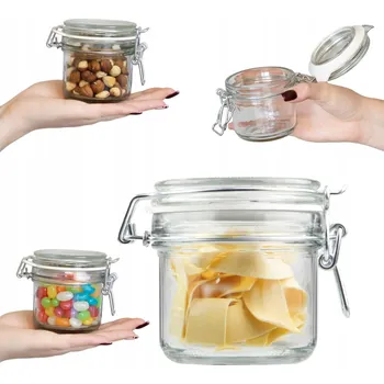 Zavařovací sklenice SKLENĚNÁ HERMETICKÁ ZAVAŘOVACÍ SKLENICE S SKLENĚNÝM VÍKEM 200 Ml