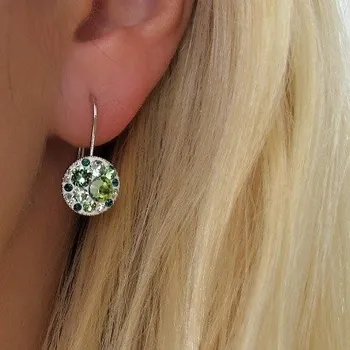 Šperk Náušnice se Swarovski Elements Rhodium kolečka klasik - zelené