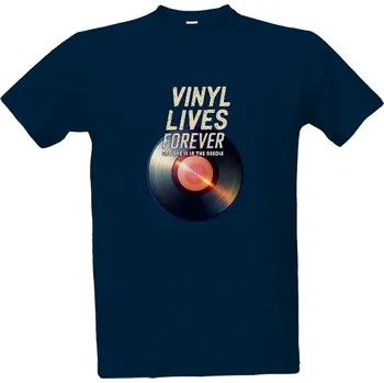 Tričko s potiskem Vinyl žije navždy pánské