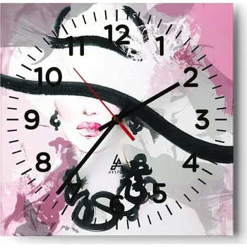 Hodiny Nástěnné hodiny do obýváku 40x40 Žena Bezhluké hodiny na skle Tiché