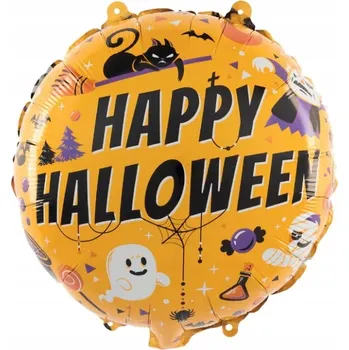Balónek Fóliový balónek Happy Halloween - Kočka a parta
