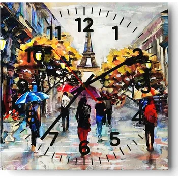 Hodiny Nástěnné hodiny do obýváku 40x40 Město Bez Hlučné Skleněné hodiny Tiché